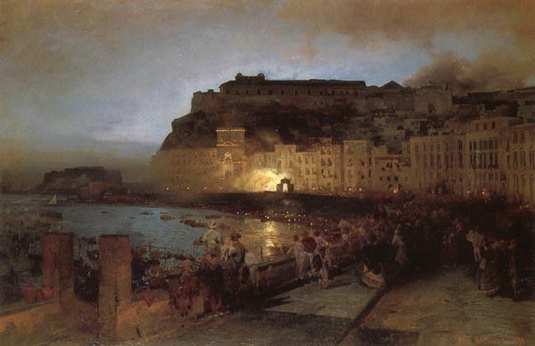 Oswald achenbach Fireworks in Naples